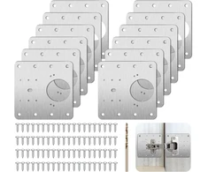 Ticklely 20 vnt. vyrių remonto komplektas, nerūdijančio plieno remonto detalė šoninei vyrių plokštei su varžtais, nerūdijančio plieno vyrių remonto komplektas, tinkamas spintelėms, baldams, stalčiams, langams