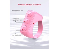 Tik Tok pirštų galiukų šoninis vartytuvas Bluetooth nuotolinio valdymo pultas slinkties žiedas įkraunamas belaidis fotoaparato nuotolinio valdymo pultas užrakto asmenukių mygtuko valdiklis su įkrovimo dėklu, skirtas Ios/android (rožinis)