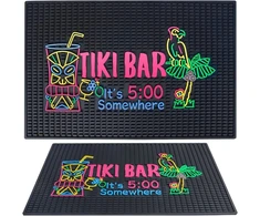 Tiki baro kilimėlis stalviršiui 56x35,5 cm didelis storas guminis baro kilimėlis It's 5 O'clock Somewhere unikalus dizainas Havajų Luau vakarėlio dekoracijos lašėjimo kilimėlis