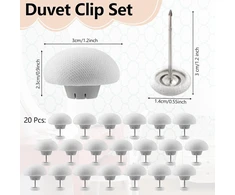 Tikplus 20 vienetų antklodžių laikiklių rinkinys, 3 x 2,3 cm antklodžių spaustukai, neslystantis antklodės užvalkalas, segtukai su sagomis, apvalus antklodės užvalkalo spaustukas, skirtas antklodei, lovatiesei ir kt. (baltas)