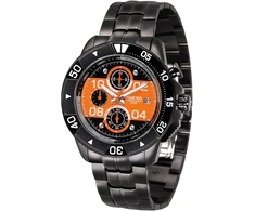 Time100 madingi vyriški daugiafunkciniai nerūdijančio plieno dirželio sportiniai laisvalaikio kvarciniai rankiniai laikrodžiai #w70105g (juoda ir oranžinė)