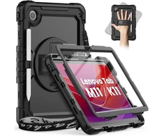 Timecity dėklas, skirtas lenovo tab m11 (tb330fu/tb330xu) 11 colių planšetiniam kompiuteriui su rašiklio laikikliu/rašiklio laikikliu/360° rankos dirželiu, skirtas tab k11 lte 2024/lenovo xiaoxin pad 2024 (tb331fc) - juodas