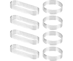 Timesetl kepimo žiedų rinkinys iš nerūdijančio plieno, 8 dalių torto žiedas, torto forma, putėsių torto žiedas, 4 torto žiedai apvalūs 8 cm + 4 torto žiedai ovalūs 13 cm, desertiniai žiedai iš nerūdijančio plieno putėsiams, pyragams, kišams