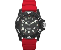 Timex Main Street vyriškas laikrodis 42mm raudonas silikoninis dirželis juodas ciferblatas juodas korpusas Tw5m61000, raudonas, modernus