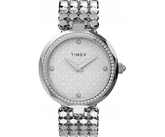 Timex sidabrinis moteriškas laikrodis su apyranke, madingas su cirkoniais, puikiai tinka dovanai