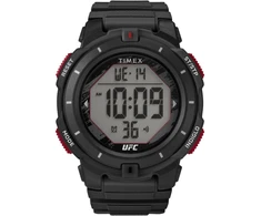 Timex vyriškas Ufc Rumble 50mm laikrodis - juodas dirželis, skaitmeninis juodas ciferblatas