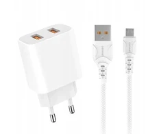 Tinklo įkroviklis 2.4a + Usb Micro laidas, baltas, De