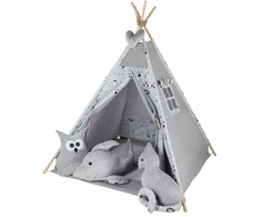 TIPI TEEPEE palapinė su gyvūnų pagalvėmis + širdis