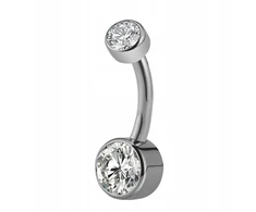Titanas 1,6x8mm bambos auskaras su dviem Cz kristalais