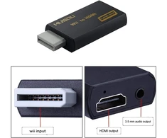 Tlsiwio Wii į Hdmi vaizdo signalo keitiklis Full Hd 1080p su 3,5 mm garso išvesties lizdu, juodas