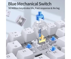 Tmkb mechaninė žaidimų klaviatūra, T68se 60% procentų klaviatūra su Usb kabeliu, anti ghosting qwerty išdėstymo mini klaviatūra su mėlynas switches, balta