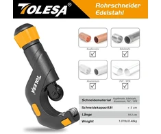 Tolesa vamzdžių pjoviklis 5–50 mm, vamzdžių pjoviklis su nuėmikliu, vamzdžių pjoviklis plastikui, plonam nerūdijančiam plienui, plienui, variniams vamzdžiams, aliuminiui, pvc vamzdžių pjovimui