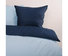 Tom Tailor satininis patalynės komplektas 80 x 80 cm + 135 x 200 cm, 100% medvilnė/satinas, su dviguba siūle ant pagalvės, reversinis motyvas ir spalvotas prekės ženklo užtrauktukas, dviejų tonų vienspalviai mėlyni atspalviai (tamsiai mėlyna ir žydra)