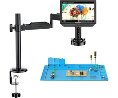 Tomlov tm4k-af flex 4k automatinio fokusavimo skaitmeninis mikroskopas hdmi, 8 colių ips monetų didinimas 2000x, 52mp mikroskopo kamera litavimui, su lanksčia rankena, daugiafunkcinis litavimo kilimėlis, žiedinė lempa, 64gb kortelė