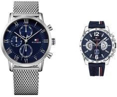 Tommy Hilfiger kvarcinis laikrodis su keliais ciferblatais vyrams su nerūdijančio plieno apyranke, nerūdijančio plieno apyrankė - 1791398 ir kvarcinis laikrodis su keliais ciferblatais vyrams su tamsiai mėlyna silikonine apyranke - 1791476, sportinis