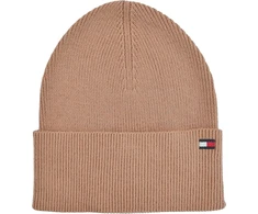 Tommy Hilfiger megzta medvilninė kašmyro kepurė Cotton Cashmere, camel spalvos, vienas dydis