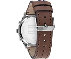Tommy Hilfiger vyriškas laikrodis su rudos odos apyranke