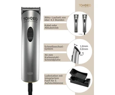 Tondeo Eco Xp Lithium Sidabrinis profesionalus plaukų kirpimo mašinėlė su įkrovimo stotele ir priedų šukomis 5 skirtingiems kirpimo ilgiams (4/8/12/16/20 mm)