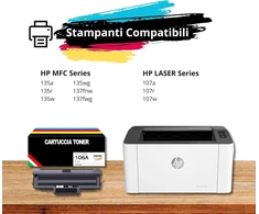 Tonerio kasetė, suderinama su Hp 106a W1106a su mikroschema, skirta spausdintuvui, lazerinio spausdintuvo rašalo kasetė, skirta lazerinis 107a 107r 107w, skirta Mfp 135a 135r 135w 135wg 137fnw 137fwg (2 juodos)