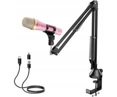 Tonor Dinaminis Usb Type-c Rgb Mikrofonas Rožinis Žaidimams Podcast'ams Karaoke