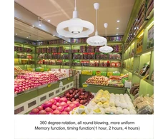 Tonysa lubų ventiliatorius su šviestuvu 360 laipsnių pasukamas reguliuojamas pritemdomas E27 Led šviestuvas 5 mentės 48w su nuotoliniu valdymu garažui, baltas