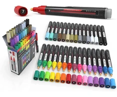 Tooli-art Essential Color Series akrilinių dažų markerių rinkinys, skirtas piešti ant akmenų, drobės, puodelių, plastiko, metalo, stiklo, dažų, audinio, medžio, netoksiški, greitai džiūstantys, vandens pagrindu (30 Medium)