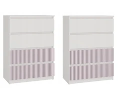 Top E Shop 2x Topeshop Komoda Malwa su 4 stalčiais 70x97x40cm Arteso Rožinė spalvos rožinė