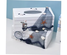 Topbathy Dėžutė Ocean Wind Servetėlių Dėžutė Ocean Decor Popierinių Rankšluosčių Dozatorius Servetėlių Dozatorius Servetėlių Konteineris Servetėlių Dėžutės Dangtelis Daugiafunkcinė Servetėlių Laikymo Dėžutė Pagaminta iš Medžio