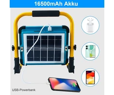 Topbos 100 W statybinis prožektorius Led su trikoju, 10000 Lm nešiojamas darbo žibintas, 16500 Mah baterija su Usb-c ir saulės įkrovimu, Ip54 atsparus vandeniui, 4 šviesos režimai, skirtas dirbtuvėms, statybvietei