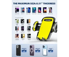 Topgo telefono laikiklis puodeliui, patobulintas ilgas strypas ir tvirtai stabilus puodelio laikiklis automobiliui, telefono laikikliai, skirti iphone 14 ir daugiau išmaniųjų telefonų (geltonas)