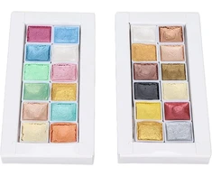 Topincn akvareliniai dažai, 24 dalių akvarelinių dažų rinkinys, metalizuotas macaron vientisas perlamutrinis akvarelinių dažų rinkinys nagų dailei