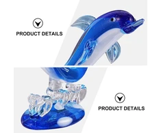 Topperfun stiklinė delfino statulėlė, 10 cm mėlyna krištolinė žuvies dekoracija, jūros gyvūno statulėlė, rankų darbo gyvūnų ornamentai, jūros delfino dekoracija stalui namų dekoravimui