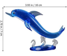 Topperfun stiklinė delfino statulėlė, 10 cm mėlyna krištolinė žuvies dekoracija, jūros gyvūno statulėlė, rankų darbo gyvūnų ornamentai, jūros delfino dekoracija stalui namų dekoravimui