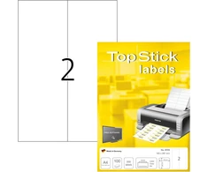 Topstick universalios etiketės A4, matinis popierius, lipnios, spausdinamos