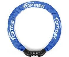 Toptrek dviračio kombinuota spyna, aukštos apsaugos dviračio spyna su 5 skaitmenų kombinacijos kodu, 6 mm x 100 cm plieninių grandžių grandinė dviračiui/motociklui/el. dviračiui/paspirtukui (tamsiai mėlyna)