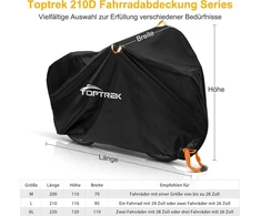 Toptrek dviračio uždangalas 2 dviračiams, neperšlampamas, 210d oksfordo audinys, dviračių garažas, lauko, 210 x 110 x 95 cm, aukštos kokybės dviračio brezentas su užrakto kilpomis, apsauga nuo saulės, atsparumas plyšimui
