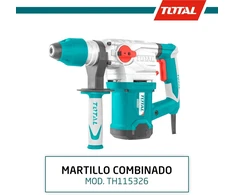 Total kombinuotas plaktukas 1500 W | 5.5 J smūgio energija | 850 Rpm plienui, medžiui ir betonui | Sds-plus kotas, įskaitant 3 grąžtus ir 2 kaltus | Balta ir mėlyna, 1/2 colio, metalas