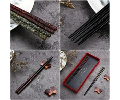 Totken 2 porų rinkinys natūralūs mediniai valgomieji pagaliukai rankų darbo starry sky pagaliukai ir 2 rankų darbo butterfly sticks laikikliai su premium dovanų dėžute (dovanos pasirinkimas)