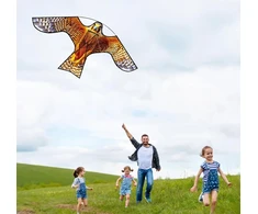Touch the sky geltonas paukščio aitvaras sodui, ūkiui ir laukui paukščių kontrolei ir pasėlių apsaugai, išskirtiniai audiniai ir unikalus konstrukcijos dizainas. Pridėta 30 m aitvaro virvelės rankena, daugkartinis naudojimas. (be stulpo)