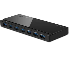 Tp-link Uh700 7 prievadų Usb 3.0 šakotuvas su maitinimo adapteriu ir Usb 3.0 laidu, iki 5 Gbps, karštas keitimas, palaiko Windows, Mac Os, Linux, juodas