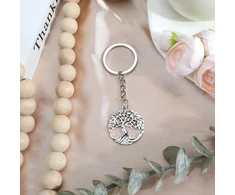 Tranbath elegantiškas nerūdijančio plieno raktų pakabukas su minimalistiniu medžio pakabuku, dovana moterims, gimtadienio dovana mamai, gerai draugei ir kaip mielas sėkmės talismanas ypatingoms progoms, sidabrinis, S