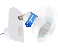 Trango Cali* 11-046 led kištukinis šviestuvas matine balta spalva su stikliniu gaubtu, įskaitant 1x gu10 led lemputę 3000 k šiltai balta ir svirtinį jungiklį, skaitymo lempa, virtuvės lempa, lizdo lempa, sieninis šviestuvas