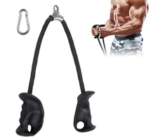 Tricipso virvė dilbio treniruoklis su ergonomiškomis rankenomis, kabelinis tricepso treniruoklis su ergonomiška neslystančia rankena, rankų jėgos treniruotės tricepso pratimams, bicepsų rietimams, raumenų treniruotės – namų treniruokliai