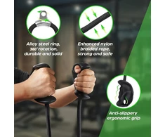 Tricipso virvė dilbio treniruoklis su ergonomiškomis rankenomis, kabelinis tricepso treniruoklis su ergonomiška neslystančia rankena, rankų jėgos treniruotės tricepso pratimams, bicepsų rietimams, raumenų treniruotės – namų treniruokliai