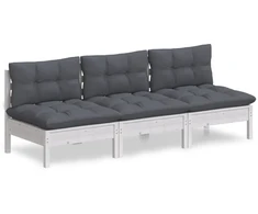 Trivietė sodo sofa su antracito pagalvėlėmis, pušies masyvas