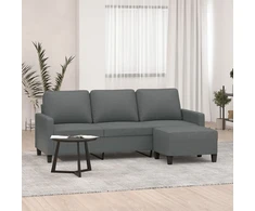Fotelis Trivietė sofa su pakoja, tamsiai pilkos spalvos, 180cm, audinys