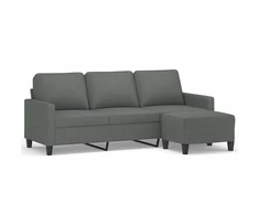 Fotelis Trivietė sofa su pakoja, tamsiai pilkos spalvos, 180cm, audinys
