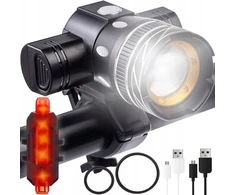 Trizand Led dviračio žibintas T6 Usb priekinis galinis su akumuliatoriumi
