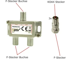 Tronicxl 2 krypčių bk skirstytuvas tv kabelio adapteris antenos skirstytuvas kabelinė tv dvbc, pvz., skirtas unitymedia vodafone netcologne netaachen netkassel telecolumbus primacom ewe skirstytuvas unicable