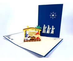 Trys Karaliai 3d atvirukas Kristaus gimimas Kalėdų dovana